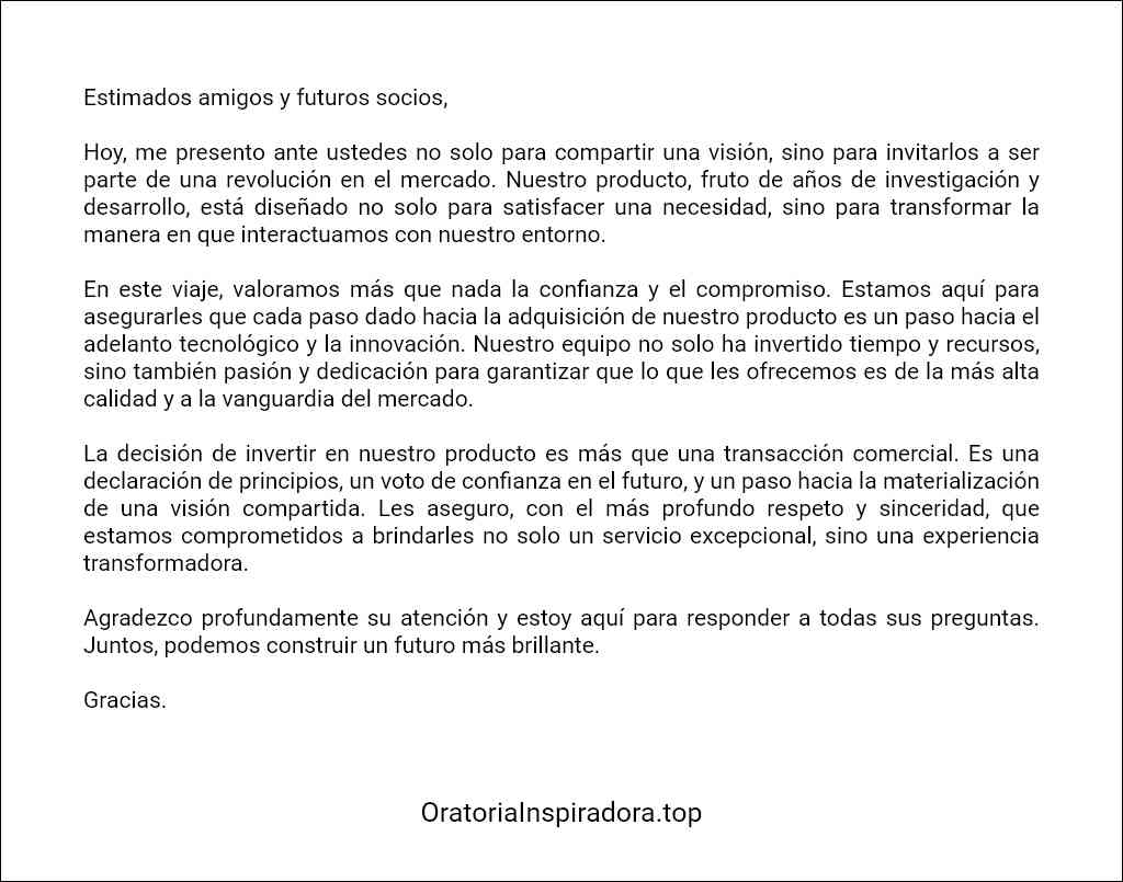 como redactar un Discurso de venta