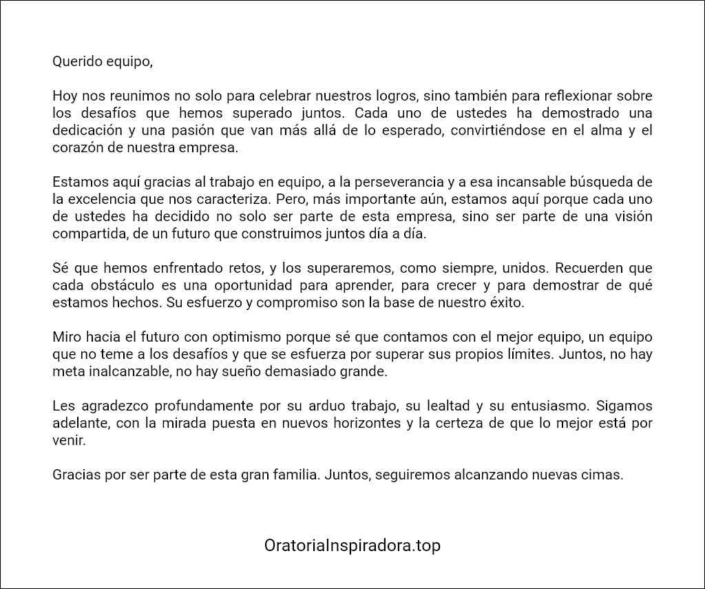 modelo de Discurso para motivar a los empleados