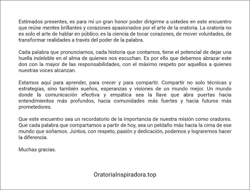 Discursos de oratoria formato