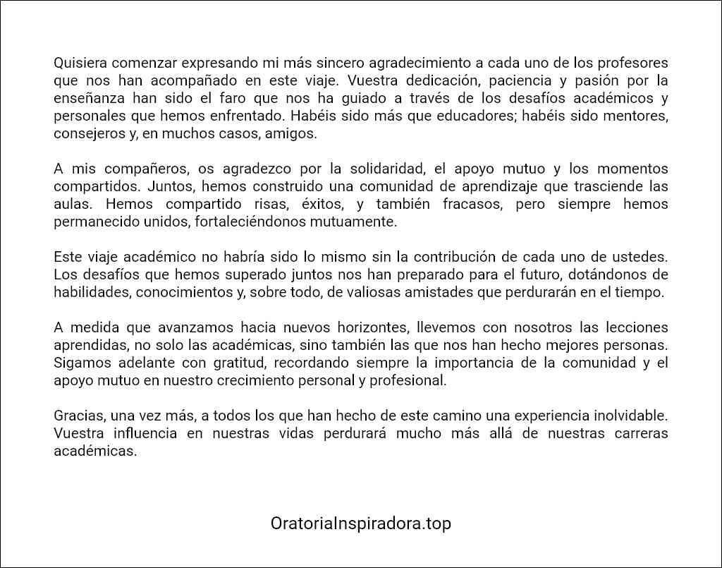 modelo de Discurso de agradecimiento a profesores y compañeros