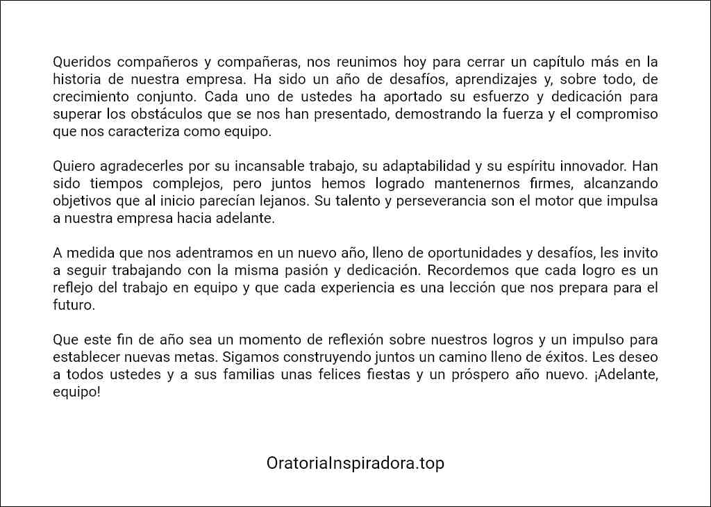 formato recomendado para un Discurso fin de año empresa 