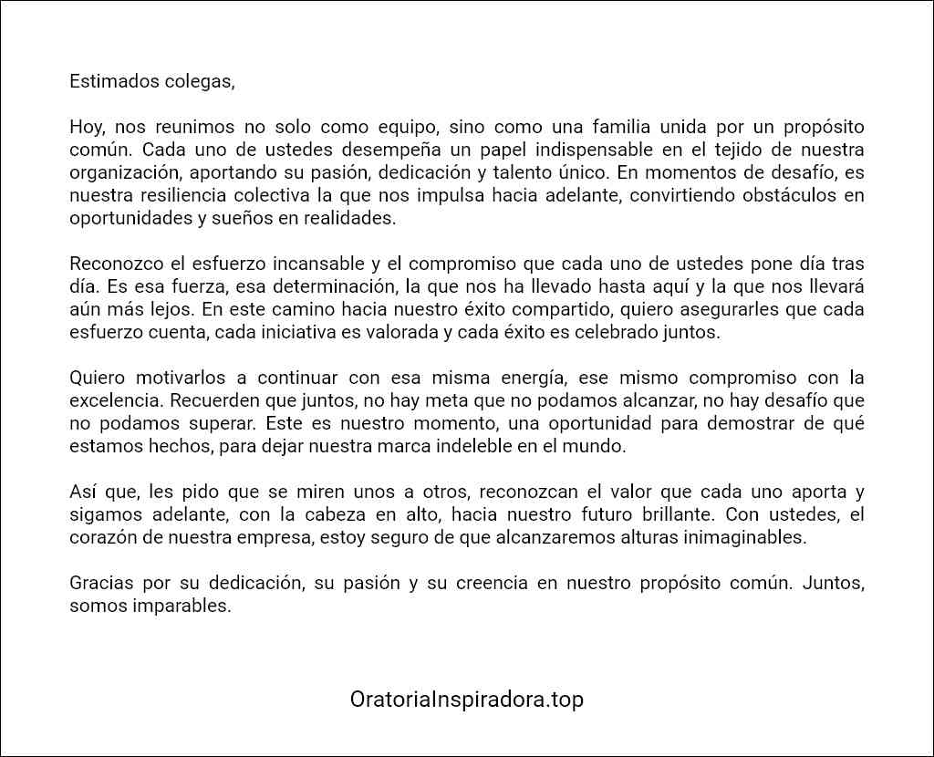 Discurso para motivar a los empleados modelo