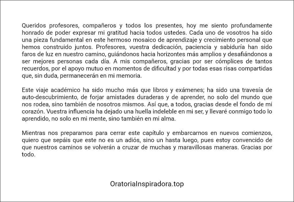 como redactar un Discurso de agradecimiento a profesores y compañeros 