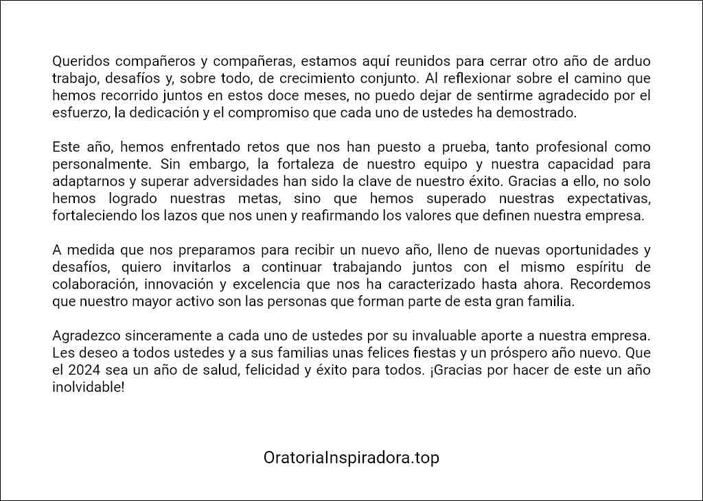 formato de Discurso fin de año empresa 